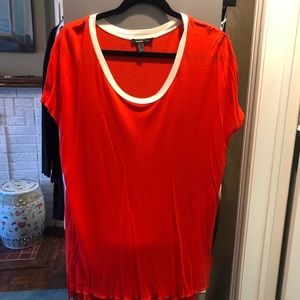 Mango High/Low Orange & Cream TShirt Large